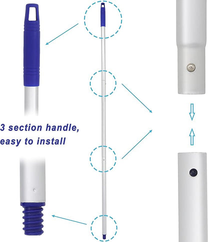 Mop, One Pole with Two Blue Microfiber Cloth Heads