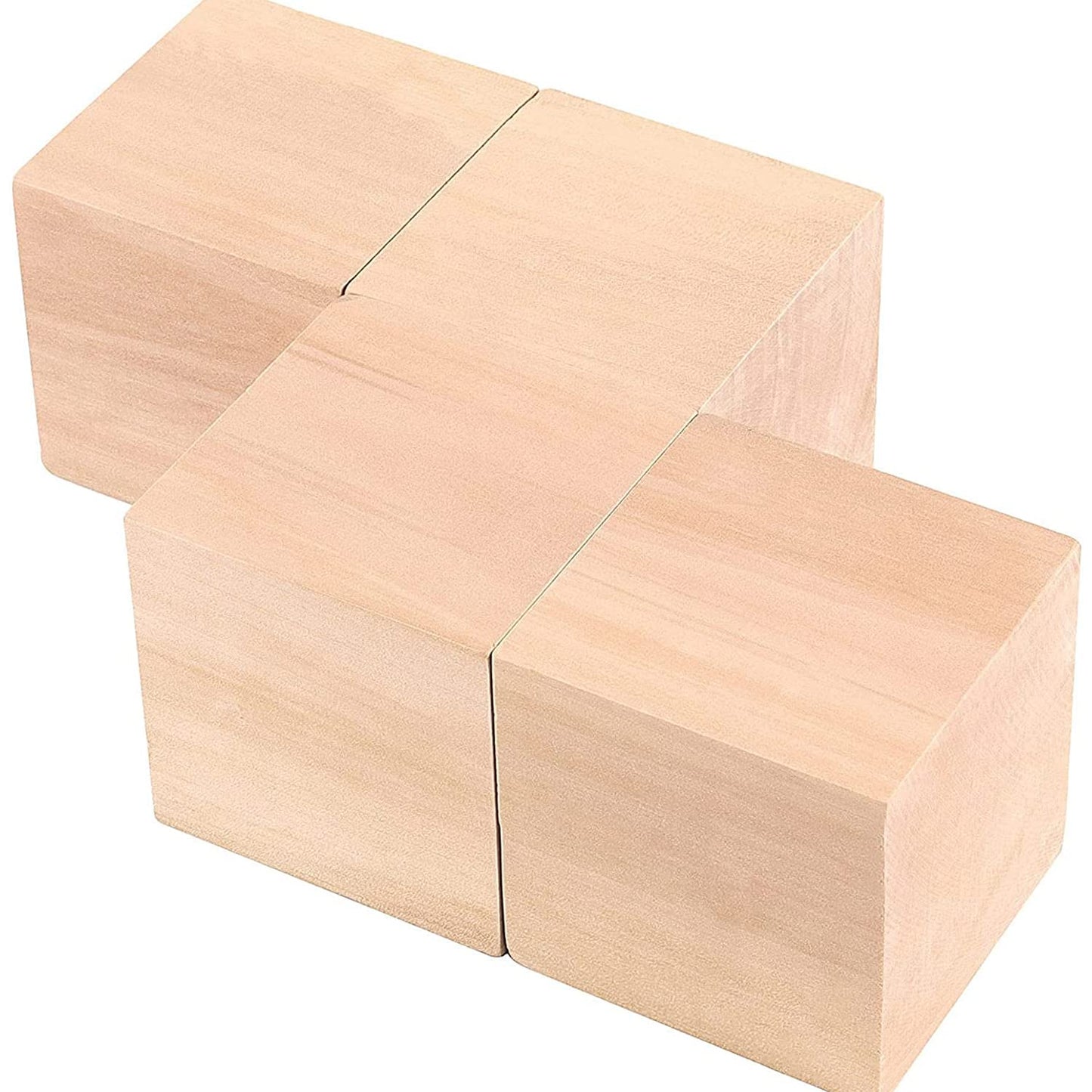 HOIGON 4 PCS 2.75 x 2.75 x 2.75 Inch Wooden Cubes Blocks, 2-3/4 Inch Natural Square Unfinished Wood Blocks Craft Cubes for Crafts Carving Painting DIY Projects