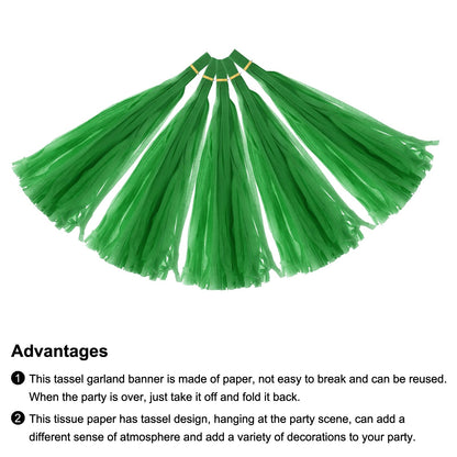 MECCANIXITY 50Pcs Dark Green Tassel Garland Banner with Rope Tissue Paper Tassels Party DIY Kits for Anniversary Wedding Birthday Party
