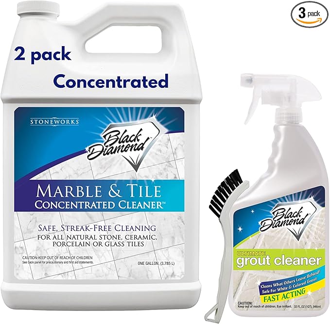 Black Diamond Stoneworks Marble & Tile Cleaner Gallon + Ultimate Grout Cleaner