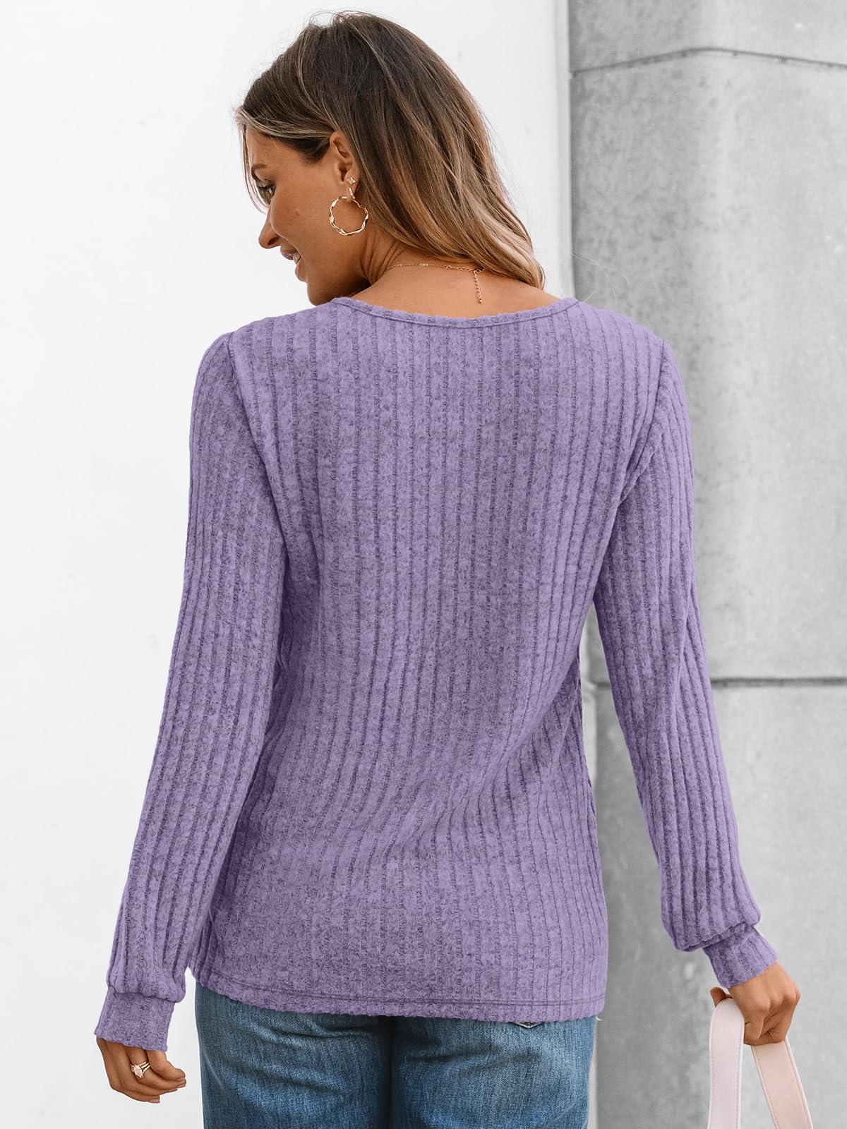 AUTOMET Long Sleeve Henley Shirts Women's Business Casual Lightweight Tunic Sweater Tops