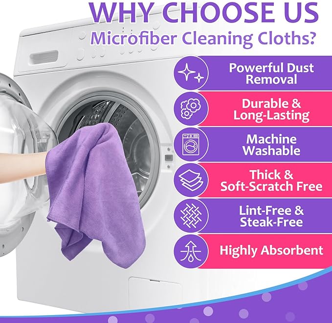Newwiee 3 Pcs Extra Large Microfiber Cleaning Cloth 30" x 20" Washable Reusable