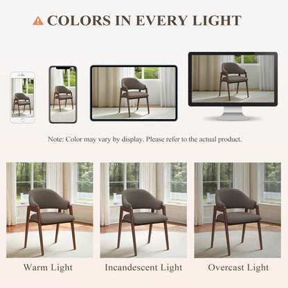 MALOL Wooden Dining Chairs Set of 4, Modern Fabric Upholstered Dining Room Chair, Kitchen Side Chairs, Farmhouse Dinner Chair with Curved Open Back for Kitchen, Camel