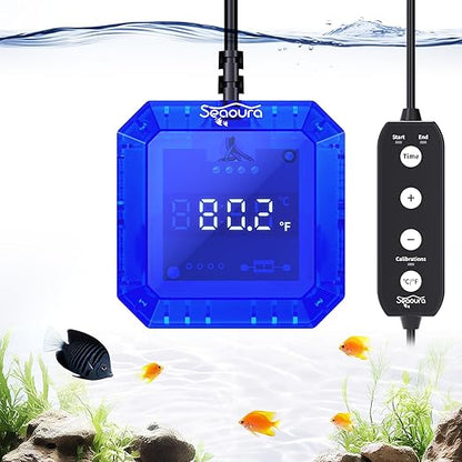 Aquarium Thermometer Submersible, Digital Fish Tank Thermometers with USB for GlassTank, Aquariums Temperature Gauge ±1℉ Accurate, Suitable for Fish, Turtle, Saltwater or Freshwater, 6.56ft Power Cord
