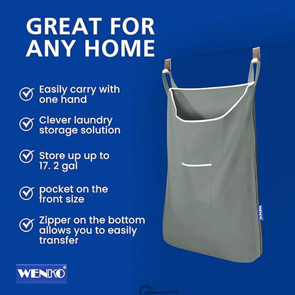 WENKO Laundry Hamper Bag Hanging, Over The Door Basket