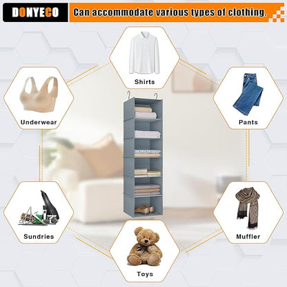 Hanging Closet Organizer and Storage 6-Shelf, Easy Mount Foldable Hanging