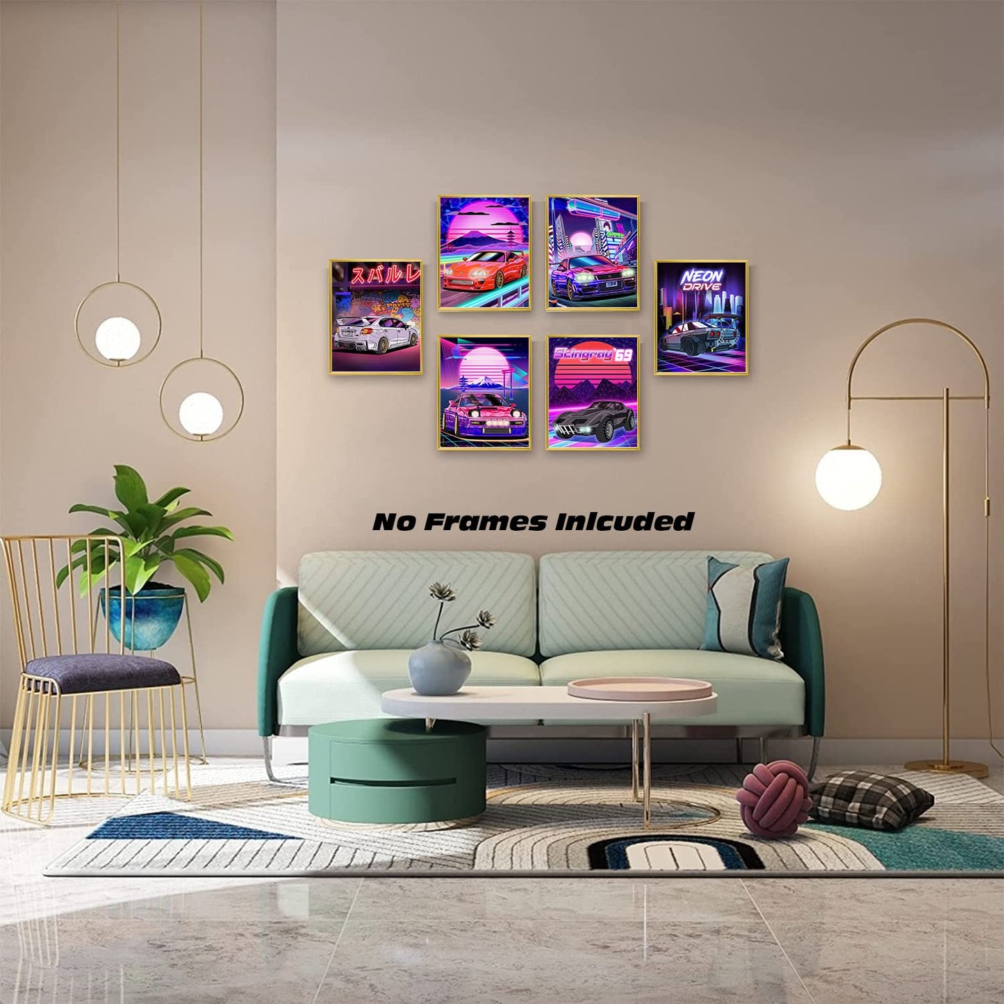Modern Car Posters Classic Supercar Wall Art Prints, Cool Racing Ferrari Lamborghini McLaren Pagani Canvas Posters for Man Cave Boys Room Wall Decor, Sports Car Art Prints, Set of 4 (8"x10" Unframed)