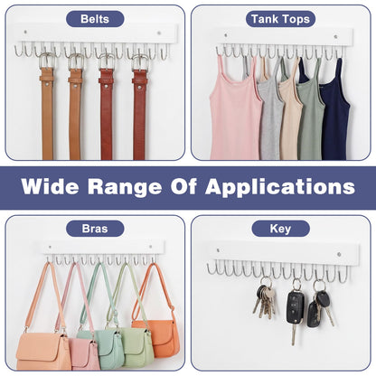 MAQUITA Jewelry Rack Wall Mount, 4 Pack Necklace Hooks with 56 Jewelry Hooks for Wall, Space-Saving Wooden Necklace Holder for Necklaces, Bracelets, Pendants, Earrings