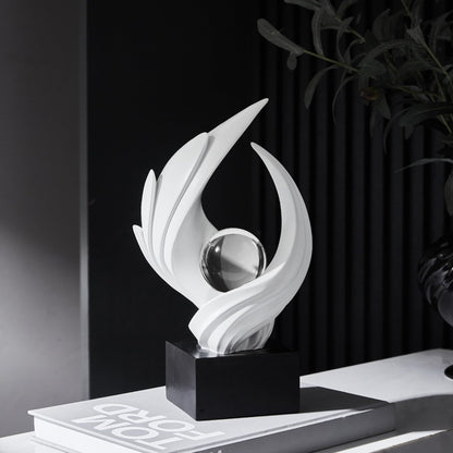 XYQXYQ Abstract Art Sculpture, Resin Gold Decorative Statue, Modern White Ornaments for Living Room, Decorativas Modernas for Coffee Table, Entryway & Office Collectibles (White)