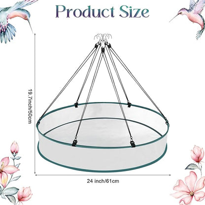 2 Pcs Bird Seed Catcher Tray for Hanging Bird Feeder Platform, 24 Inch Large Birds Feeder Trays with Adjustable Hanging Hoop for Outdoor Garden Lawn