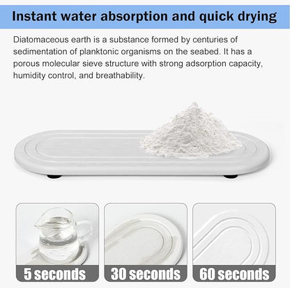 2PCS Water Absorbing Stone Tray, Fast Drying Diatomite Stone Sink Tray