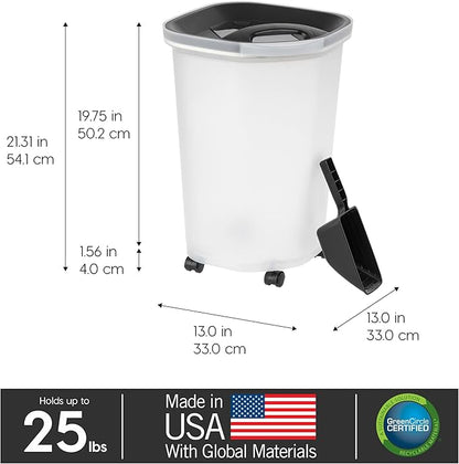 IRIS USA Pet Food Storage Container 25 lbs, Premium 60% Improved Airtight Seal
