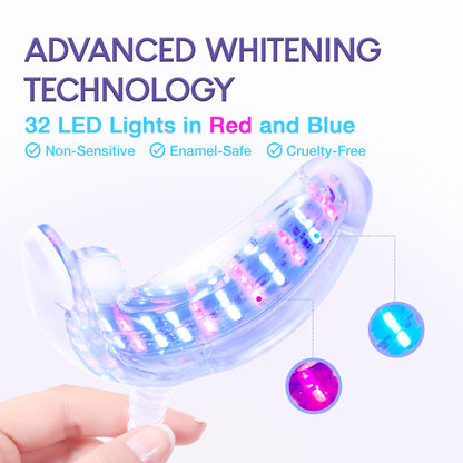 VieBeaut Teeth Whitening Kit – 32X LED Light + Gel Pen for Sensitive Teeth, Removes Stains from Food, Coffee, Wine & Smoking