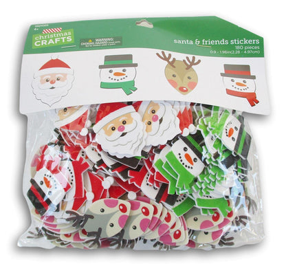 Christmas Santa & Friends Foam Stickers - Santa, Reindeer, Snowmen - 180 Pieces