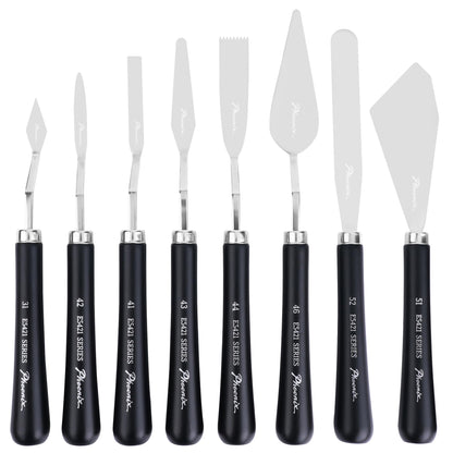 PHOENIX Flexible Palette Knife Set - 8 Stainless Steel Painting Knives with Gift Box, Art Knife with Wood Handle, Paint Spatula for Oil Acrylic Paint