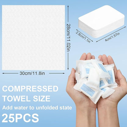 Compressed Towels Tablets 25 Bulk Set Disposable Compressed Washcloths