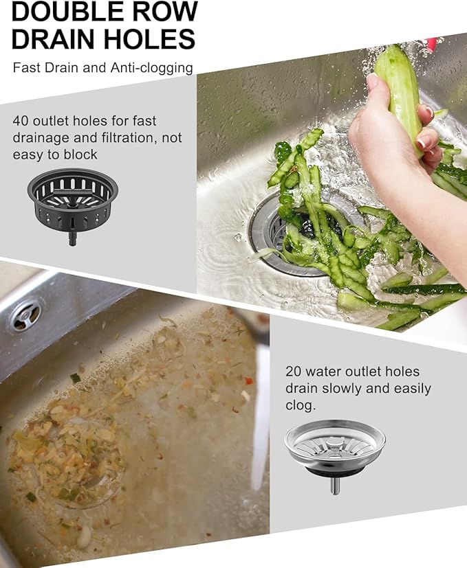 BOTEMY B9171 Black Kitchen Sink Drain Kit 3 1/2 Strainer