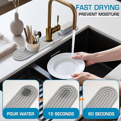 Diatomite Stone Faucet Mat For Kitchen Sink-Absorbent Fast Drying Stone Sink