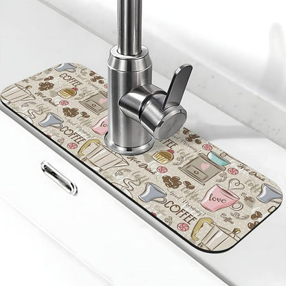 Coffee Time Vintage Espresso Machine Cupcakes Beans Kitchen Sink Splash Guard