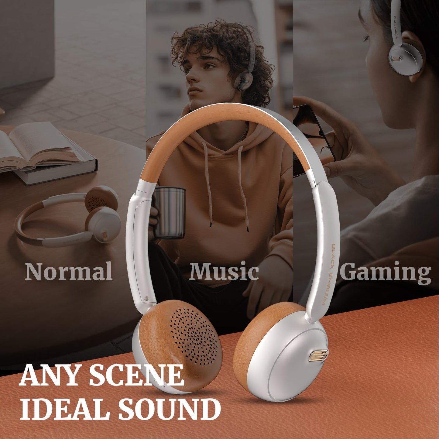 Black Emblem X3 Wireless Bluetooth Headphones, Adaptive Active Noise Cancelling, Hi-Fi Deep Bass, Lightweight Headset with Cloud Foam Cushion, 55H Playtime, Built-in Mic for Phone/PC/Travel/Gaming