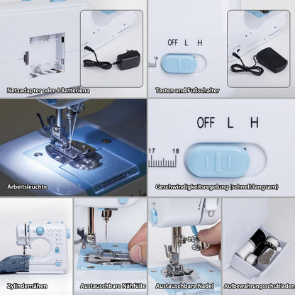 Sewing Machine for Beginners with Extension Table Mini Sewing Machines Kit Supplies 12 Built-in Stitches with Needles Assorted Thread Kit Starter Kit Easiest for Adult and Kids Ages 8-12 Easy Sewing