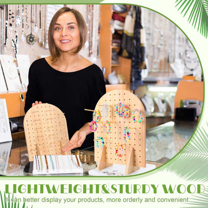 Colingmill 1 Set Keychain Display Stand Wooden Pegboard Display Stand with 25 Pcs Dowel Rods Oval Bracelet Organizer Holder for Jewelry, Craft Shows, Necklace, Selling, 15.75" x 11.81" (Wood)
