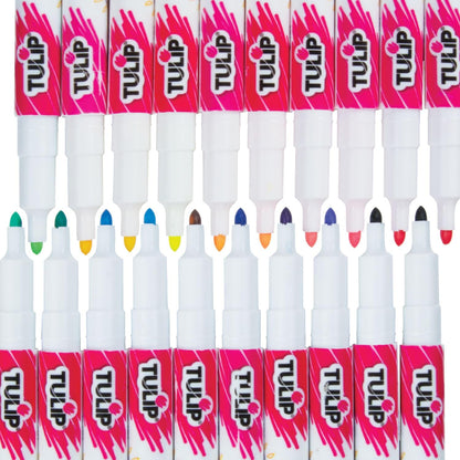 Tulip Permanent Fabric Markers Rainbow 20 Pack - Fine Tip, Minimal Bleed & Fast Drying - Premium Quality for T-shirts, Clothes, Shoes, Bags & Other Fabric Materials