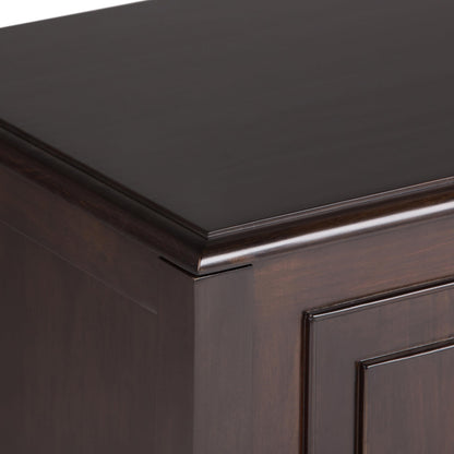 SIMPLIHOME Connaught Storage Bench - 51 inch Wide Solid Wood Trunk Bench in Dark Chestnut Brown, Traditional Bench for Entryway with Lift-Up Lid and 3 Hidden Compartments