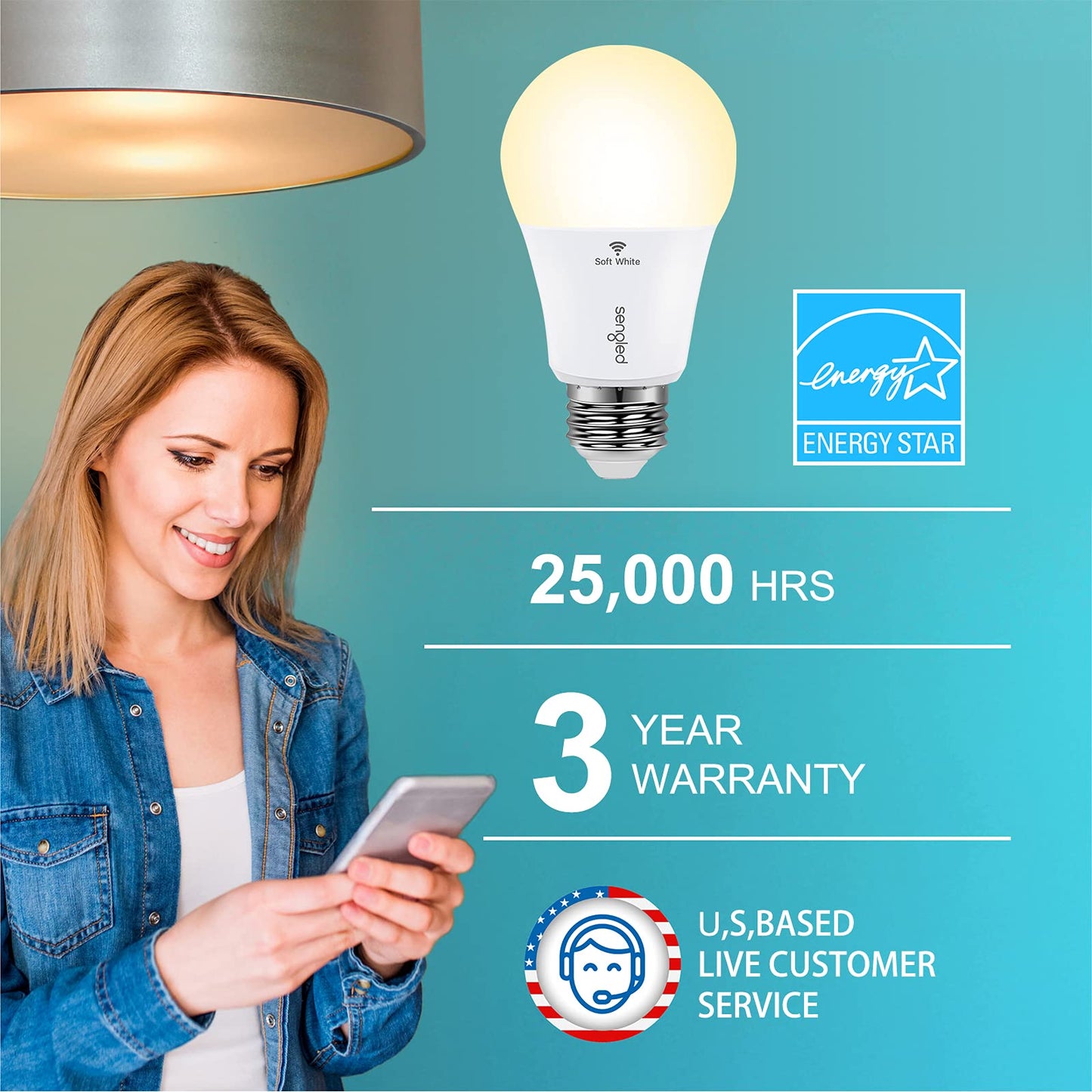 Sengled WiFi Color Changing Light Bulb, Alexa Smart Light Bulbs that Compatible with Alexa & Google Assistant, A19 RGB No Hub Required, 75 W Equivalent 800LM CRI>90, Set of 4