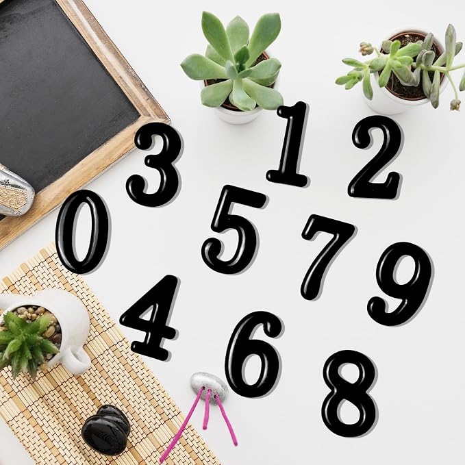 opasyo 30 Pieces Mailbox Numbers for Outside 2 inch 0-9 Self-Adhesive Mail Box Numbers,3D Gold House Numbers for Mailbox, Apartment, House, Trash Bins,Office Hotel Room (Black, 2inch)