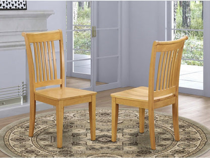 East West Furniture POC-OAK-W Portland Kitchen Dining Chairs - Slat Back Wooden Seat Chairs, Set of 2, Oak