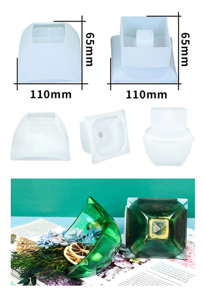 Square Storage Silicone Resin Mold with Lids Square Cup Shaped Box jar Epoxy Silicone Casting Molds for Jewelry Pendant Necklace Ornament Storage Holder, 3D DIY Making Handmade Home Decor Crafts