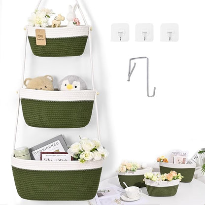 Hanging Storage Baskets, Over the Door Basket, Cotton Wall Baskets Storage