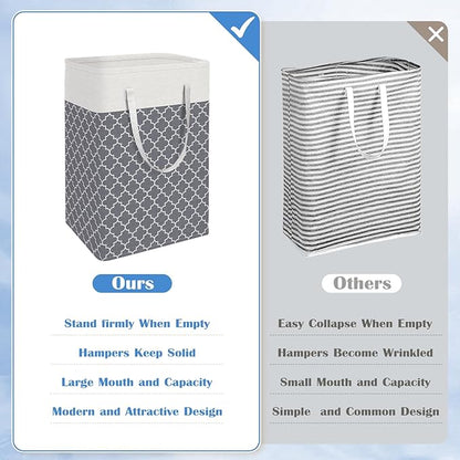 BlissTotes 3-Pack Laundry Basket, Freestanding＆Waterproof Laundry Hamper