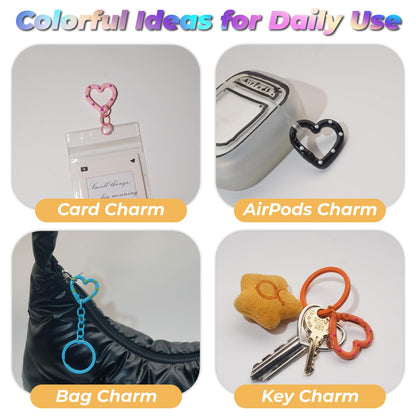 KSYN KO-KO 180PCS Heart Keychain Clasp DIY Set – Colorful Heart Clasps with Key Rings, Chains, and Jump Rings for Keychain, DIY Crafts, Bag Charms, Gifts and Party Favors – 30 Full Sets in 10 Colors