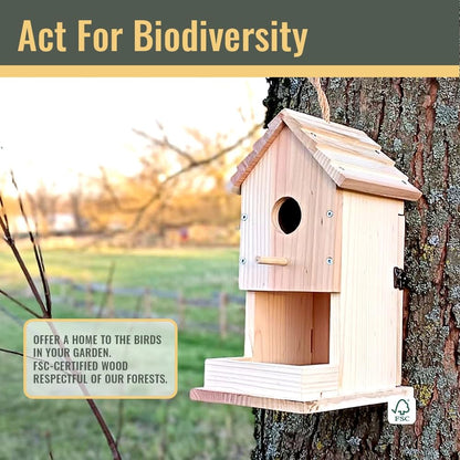 Premium Real Wood Birdhouse Kit for Outdoors, FSC Certified Solid Wood DIY Bird House| Weather Resistant with Stainless Steel Screws (No Glue Needed) | Educational Building Project for Kids & Adults