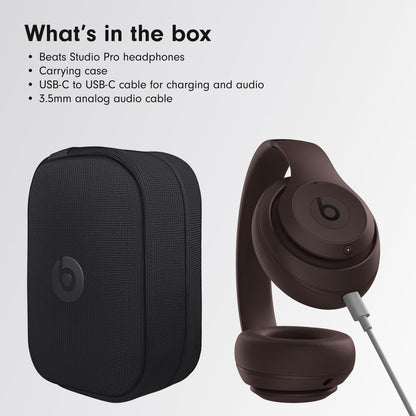 Beats Studio Pro - Premium Wireless Over-Ear Headphones- Up to 40-Hour Battery Life, Active Noise Cancelling, USB-C Lossless Audio, Apple & Android Compatible - Deep Brown