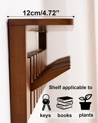 BLHOVNO Wooden Coat Rack Wall Mount with Shelf, Heavy Duty Entryway Organizer with 8 Hooks,Coat Hooks Hanger for Coats, Hats, Bags & Towels, Walnut Wall Hanger for Hallway, Bedroom, Kitchen (8 Hooks)