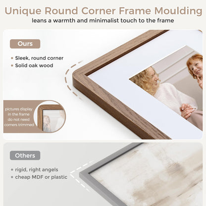 FLYJOE 11X14 Picture Frame | Solid Oak Wood 11 X 14 Picture Frame With Mat For 8X10 | 11X14 Poster Frame | Plexiglas And Hanging Hardware Included | 11 By 14 Photo Frame Wood (Walnut, 3 Packs)