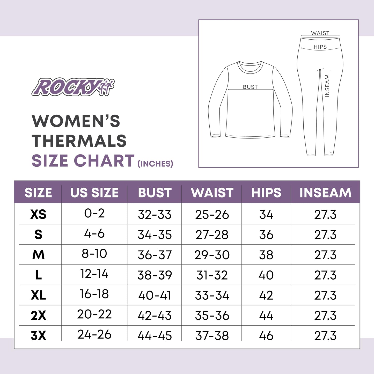 Rocky Thermal Underwear for Women (Long Johns Thermals Set) Shirt & Pants, Base Layer with Leggings/Bottoms Ski/Extreme Cold