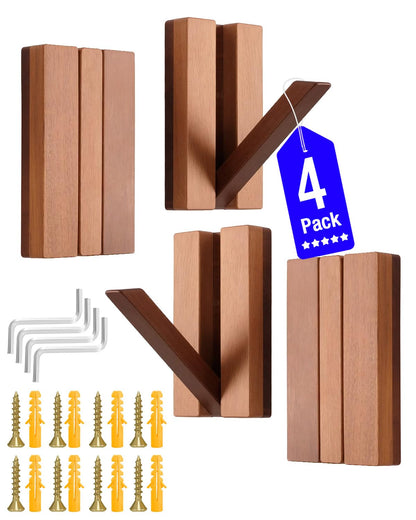 NHWNHW Wooden Hooks for Wall, Folding Wall Hooks, Decorative Coat Hooks Wall Mount for Coats, Hats, Bags, Towels, Saving Rustic Design for Functional Aesthetic Home (4)