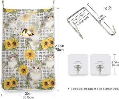 Hanging Laundry Hamper with Stainless Steel Hooks, Oxford Fabric Printing Door