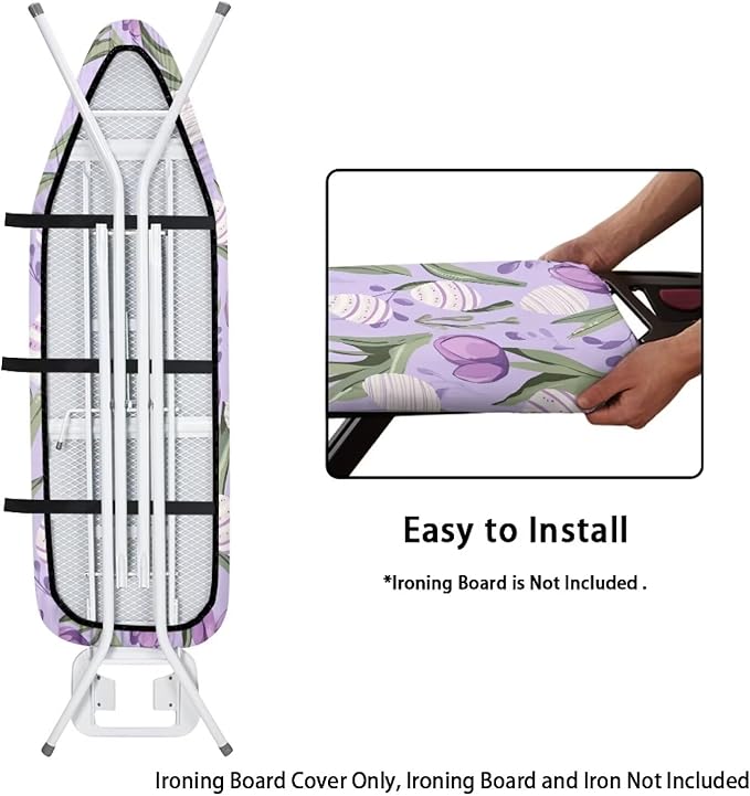 Purple Tulips Ironing Board Cover and Pad Elastic Edge Universal Washable