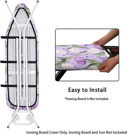 Purple Tulips Ironing Board Cover and Pad Elastic Edge Universal Washable