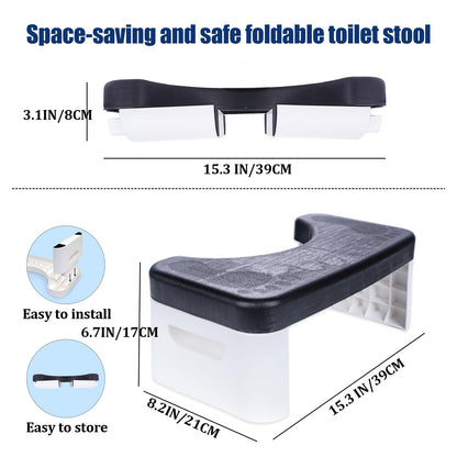Folding Toilet Stool, 6.7 inch Folding Toilet Stool, Foldable Bathroom Potty Step Stool for All Ages - Sitting Posture Foot Stool. Black