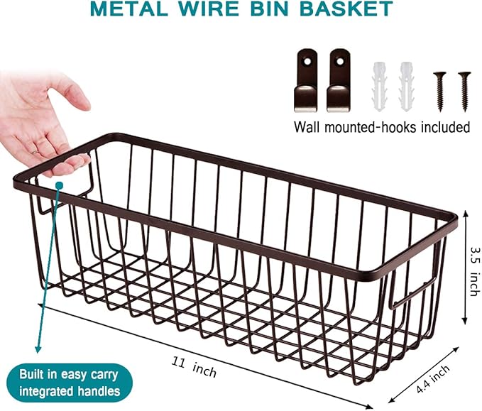 SheeChung Farmhouse Decor Metal Wire Bathroom Storage Organizer Basket Bins