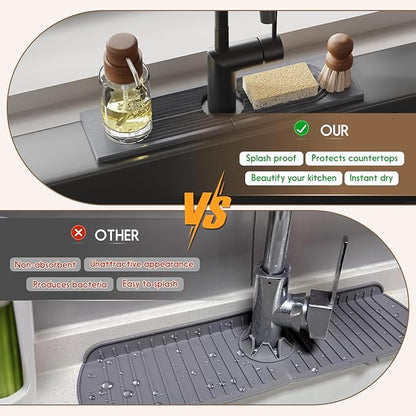 Faucet Mat for Kitchen Sink, Diatomite Quick Drying Tray, 15.8 Inch Kitchen