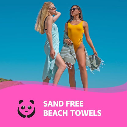 HAVLULAND Turkish Beach Towels, Oversized 40"x72" Turkish Bath Towel, Highly Absorbent Quick Dry Sand Free Beach Towels for Beach Pool Spa Gym Yoga Travel Camping Picnic Blanket - Grey