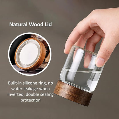 26 oz/850 ml Clear Glass Storage Canister with Airtight Wooden Lid, Small Overnight Oats Containers, Cute Decorative Salad Jar for Snacks Yogurt Spice Sugar Cereal Fruit Coffee Tea