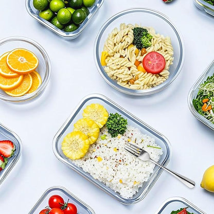 VERONES 12 Packs Glass Food Storage Containers Set, Airtight Glass Lunch Containers, Glass Meal Prep Containers with Lids,Exclusive of BPA, for Microwave, Oven, Freezer & Dishwasher Friendly,Green